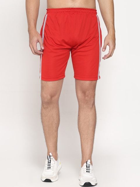 

PAUSE SPORT Men Red Slim Fit Mid-Rise Sports Shorts