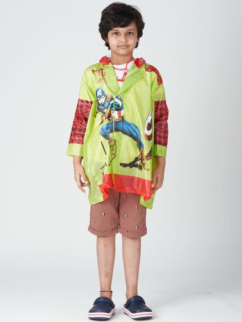 

Zeel Boys Green & Blue Captain America Printed Rain Jacket