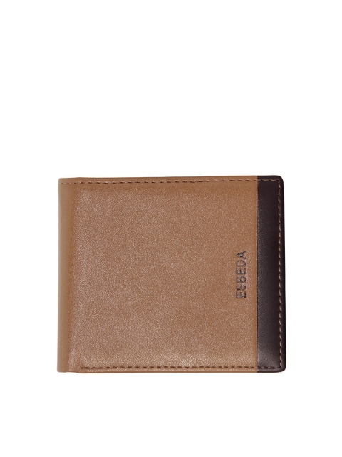 

ESBEDA Men Coffee Brown Textured PU Two Fold Wallet with RFID