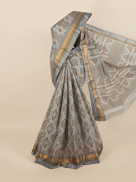 

Pothys Grey & Brown Ethnic Motifs Saree