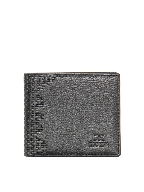 

ESBEDA Men Black Textured Two Fold Wallet with RFID