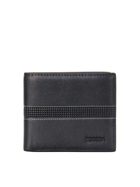 

ESBEDA Men Black Textured PU Two Fold Wallet with SIM Card Holder