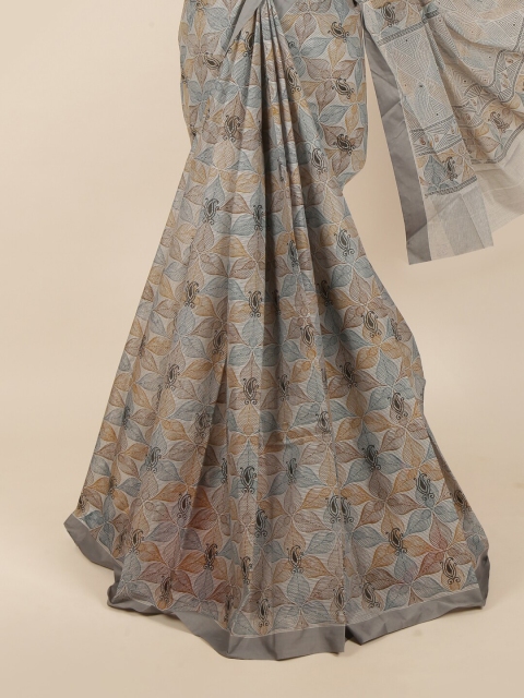 

Pothys Grey & Brown Floral Saree