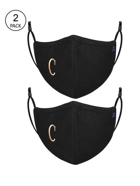 

CENWELL Unisex Pack Of 2 Solid 6-Ply Reusable Outdoor Cotton Cloth Face Mask, Black