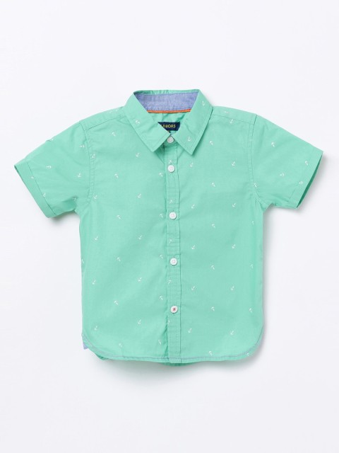 

Juniors by Lifestyle Boys Green Printed Casual Shirt