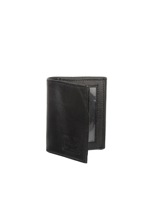 

Swiss Design Men Black Textured Leather Three Fold Wallet