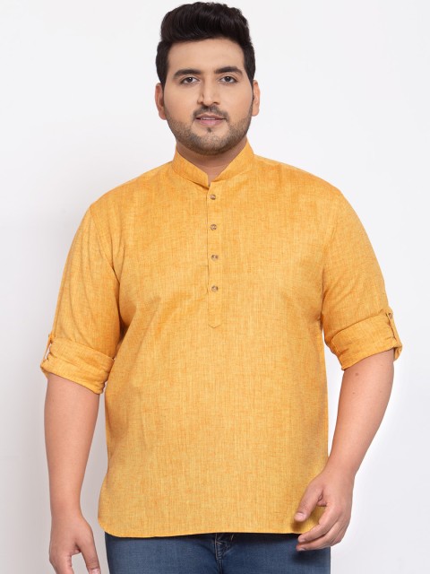

plusS Men Yellow Solid Kurta