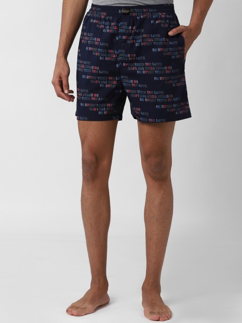 

Peter England Men Navy Blue & Red Printed Pure Cotton Boxers PI52099807