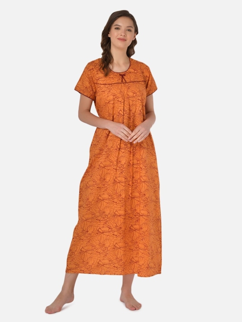 

Klamotten Orange Printed Maxi Nightdress