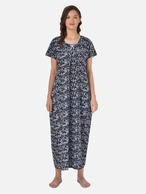 

Klamotten Black Printed Maxi Nightdress