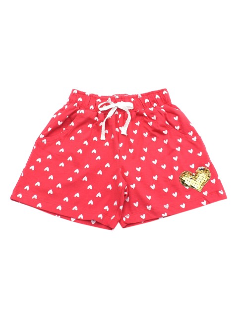 

Lil Lollipop Girls Red Heart Shaped Printed Mid-Rise Regular Shorts