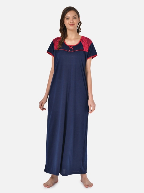 

Klamotten Navy Blue & Pink Maxi Nightdress