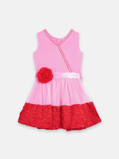 

Butterfly Blush Girls Embellished Flared Pink Dress