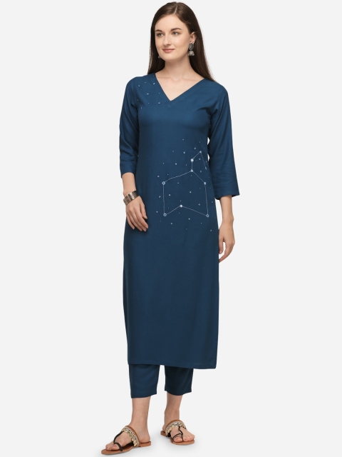 

RAISIN Women Navy Blue Kurta with Trousers