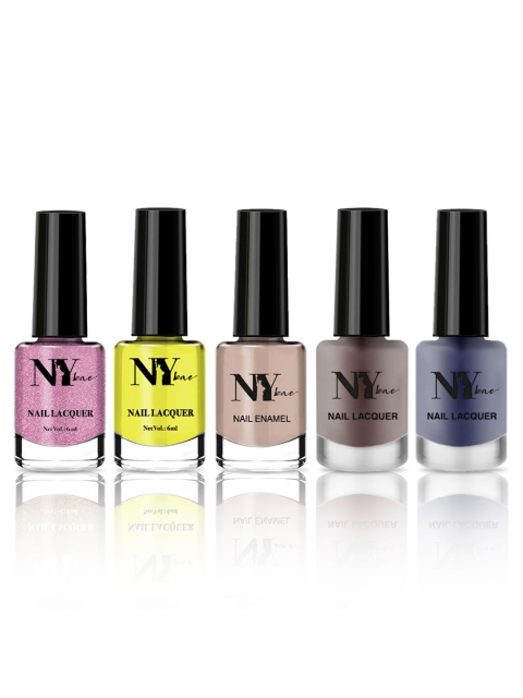 

NY Bae Set of 5 Nail Polish - Neon Yellow, Matte Brown, Creme Nude, Matte Blue, Strawberry, Multi