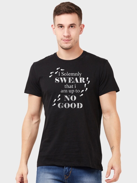 

Free Authority Men Black Harry Potter Printed Cotton Pure Cotton T-shirt