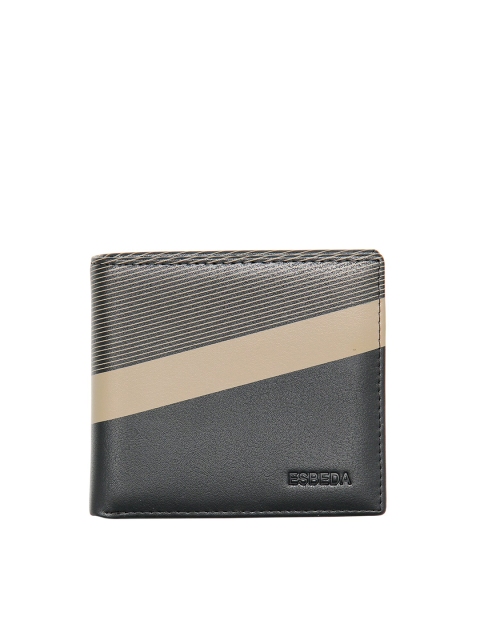 

ESBEDA Men Black & Beige Printed PU Two Fold Wallet with SIM Card Holder