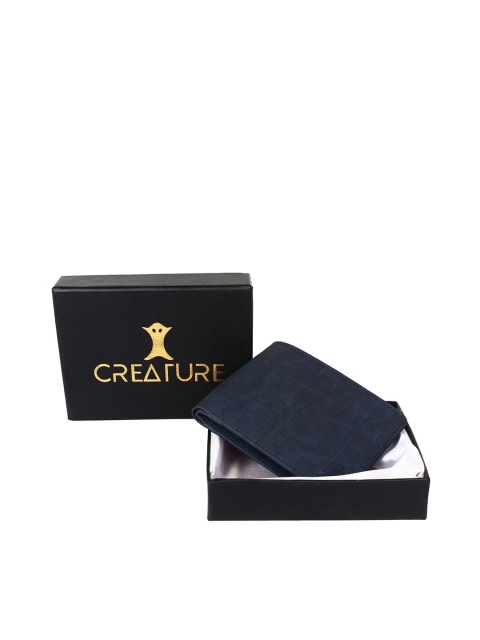 

Creature Men Blue Textured PU Two Fold Wallet