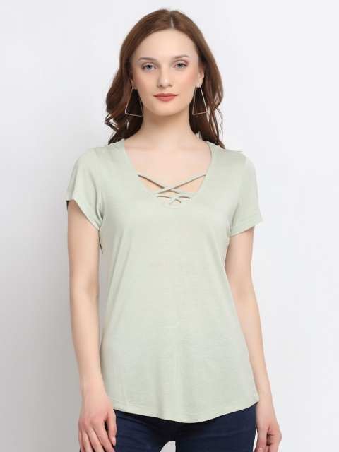 

GRIFFEL Women Sea Green Longline T-shirt