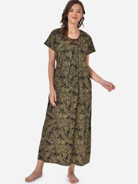 

Klamotten Black Printed Maxi Nightdress