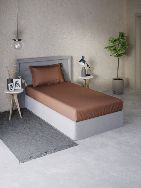 

DDecor Coffee Brown 180 TC Single Bedsheet with 1 Pillow Covers