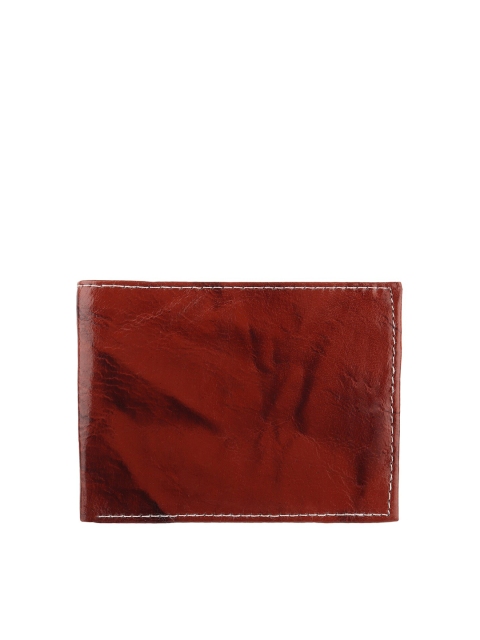 

Swiss Design Men Brown Abstract Printed Leather Two Fold Wallet
