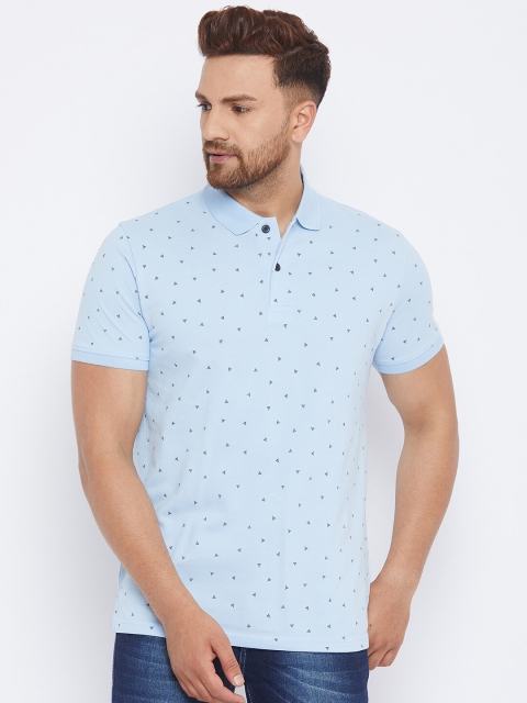 

98 Degree North Men Blue Printed Polo Collar T-shirt