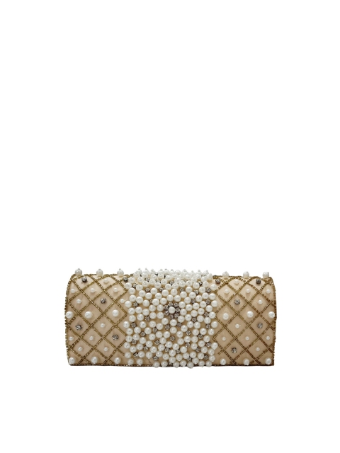 

Spice Art Gold-Toned & White Embellished Envelope Clutch