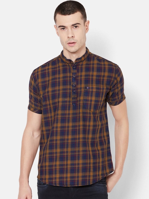 

V2 Value & Variety Men Beige Checked Kurta