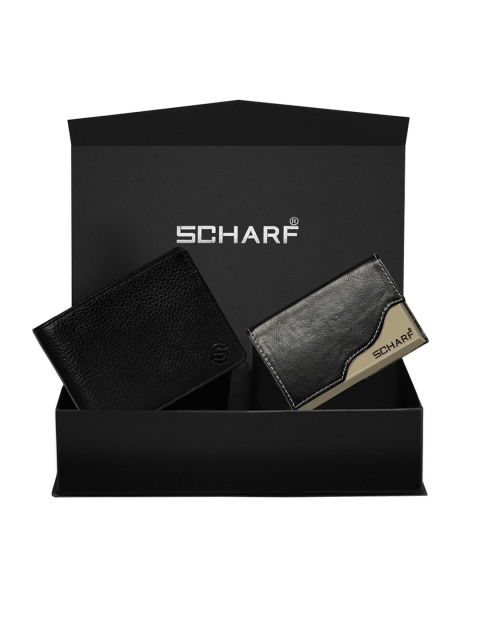 

SCHARF Men Black Leather Wallet & Credit Cardholders Gift Set