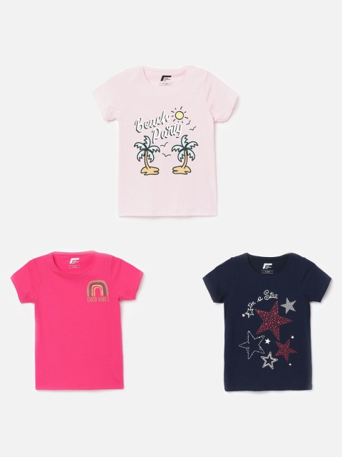 

Fame Forever by Lifestyle Girls Pack Of 3 Typography Printed T-shirt, Pink