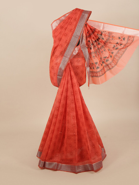 

Pothys Orange & Black Floral Saree