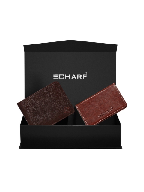 

SCHARF Men Brown Textured Genuine Leather Accessory Gift Set