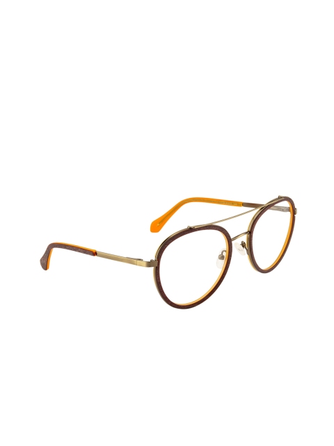 

Ted Smith Unisex Brown & Gold-Toned Full Rim Aviator Frames