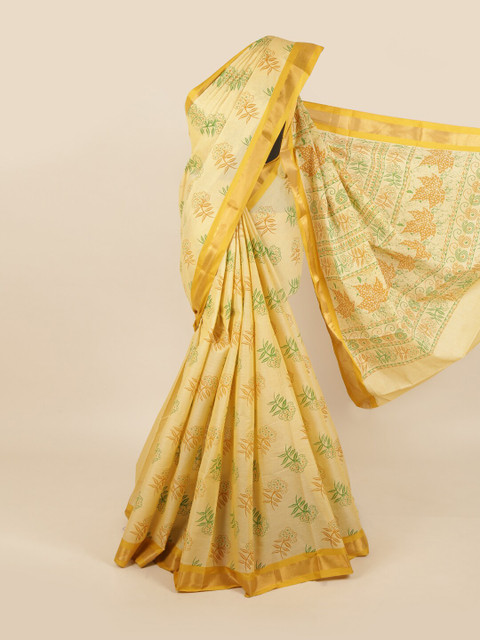 

Pothys Yellow & Green Floral Saree