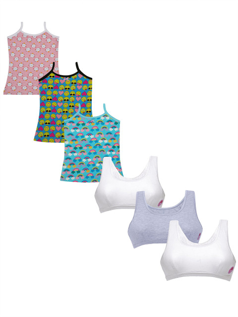 

DChica Pink & Blue Pack of 6 Bras and 3 Camisoles