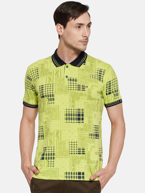 

Monte Carlo Men Green Printed Polo Collar T-shirt