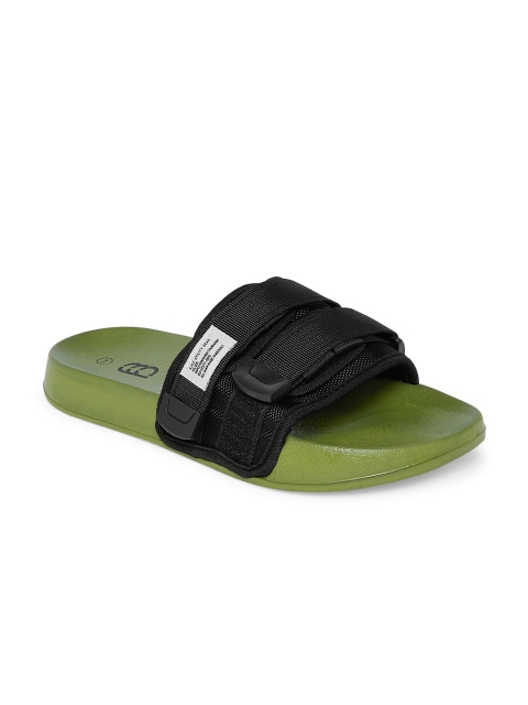 

Ajile by Pantaloons Men Olive Green & Black Sliders