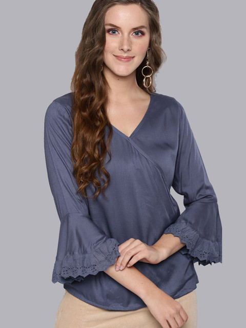 

Carlton London Blue Bell Sleeve Wrap Top