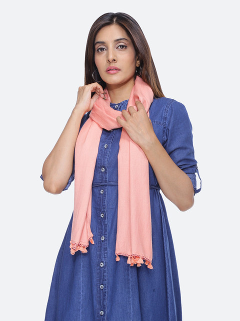 

Scarves & Glitters Women Peach Solid Stole
