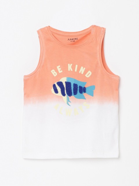 

Juniors by Lifestyle Boys Orange & White Typography Printed Embroidered T-shirt