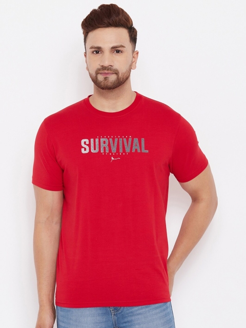 

98 Degree North Men Red Typography Printed T-shirt