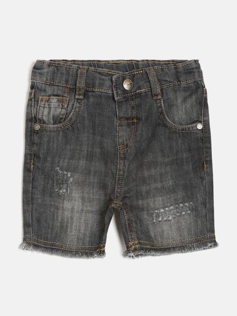 

MINI KLUB Boys Grey Washed Mid-Rise Denim Shorts