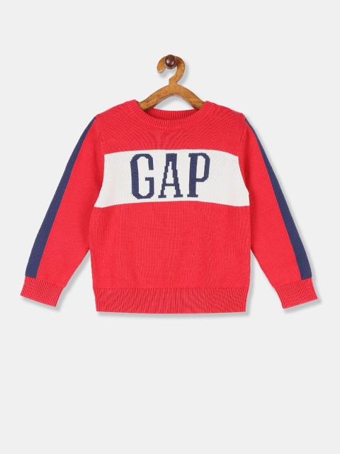 

GAP Boys Red & White Typography Printed Pullover