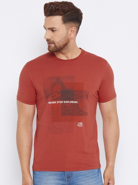 

98 Degree North Men Red & Black Typography Printed T-shirt