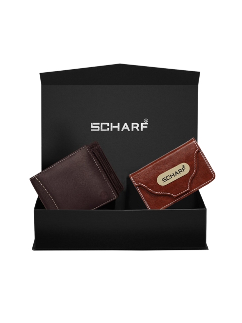 

SCHARF Men Brown Textured Genuine Leather Accessory Gift Set