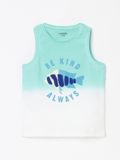 

Juniors by Lifestyle Boys Blue Printed Printed Raw Edge T-shirt