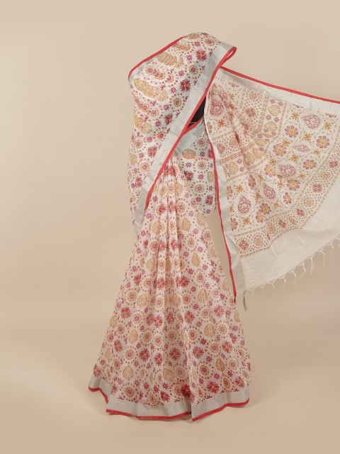

Pothys Off White & Maroon Ethnic Motifs Saree