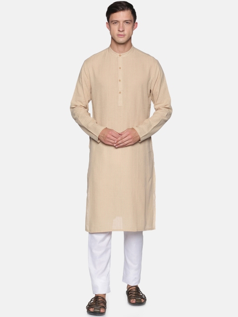 

Saffron Threads Men Beige Dobby Kurta