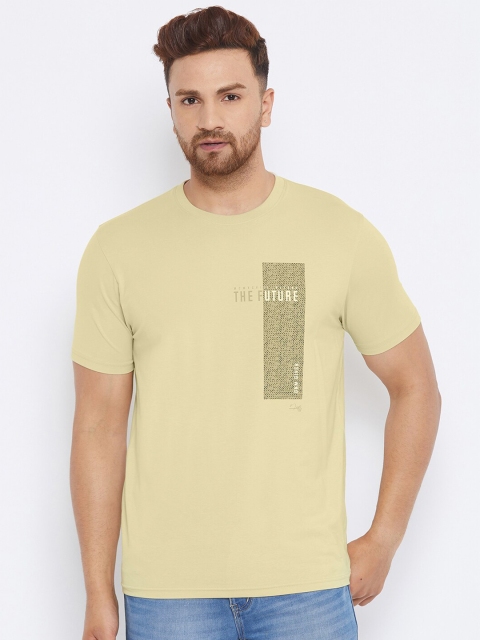 

98 Degree North Men Beige Typography Printed T-shirt